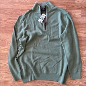 Brand New Vineyard Vines Green Quarter Zip Sweater